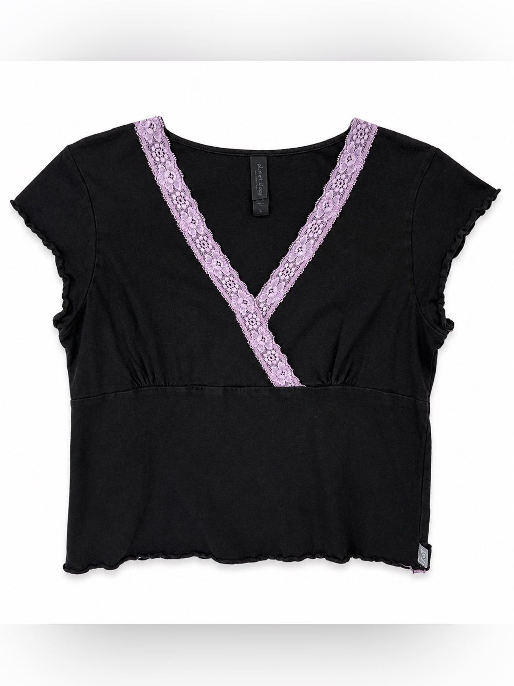 Black Lace Trim Babydoll Top | Large